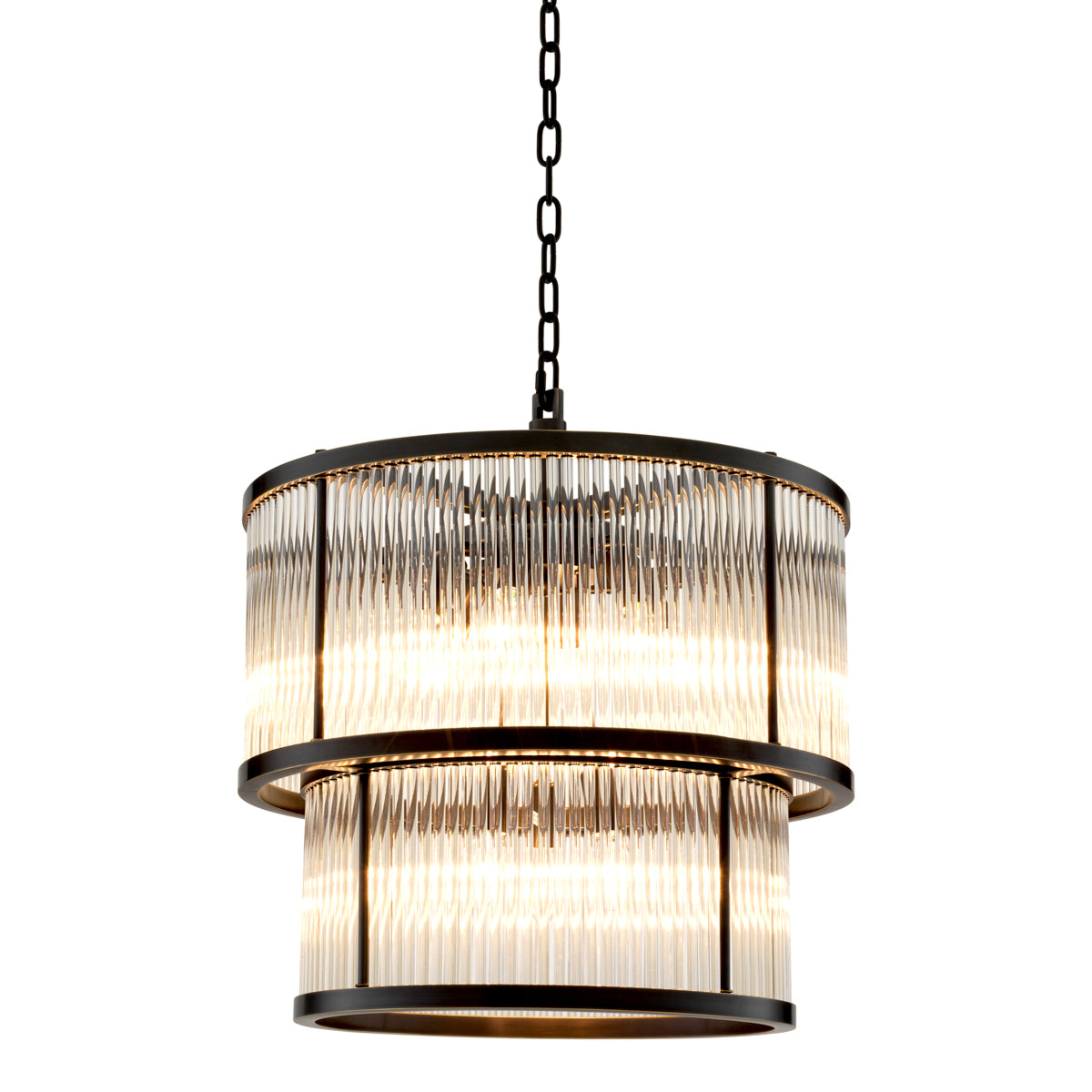 Eichholtz Lighting Chandelier Pasadena - Bronze Highlight Finish with Vintage Glass House of Isabella UK
