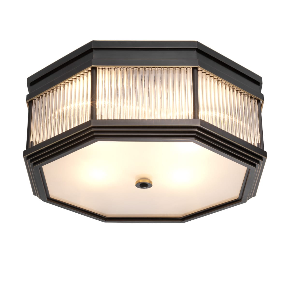 Eichholtz Lighting Bronze Highlight Finish with Frosted Glass Ceiling Lamp Bagatelle House of Isabella UK