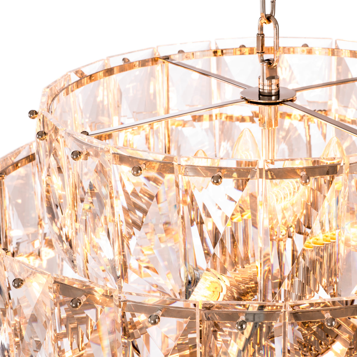 Eichholtz Lighting Chandelier Amazone L - Nickel Finish with Clear Crystal Glass House of Isabella UK