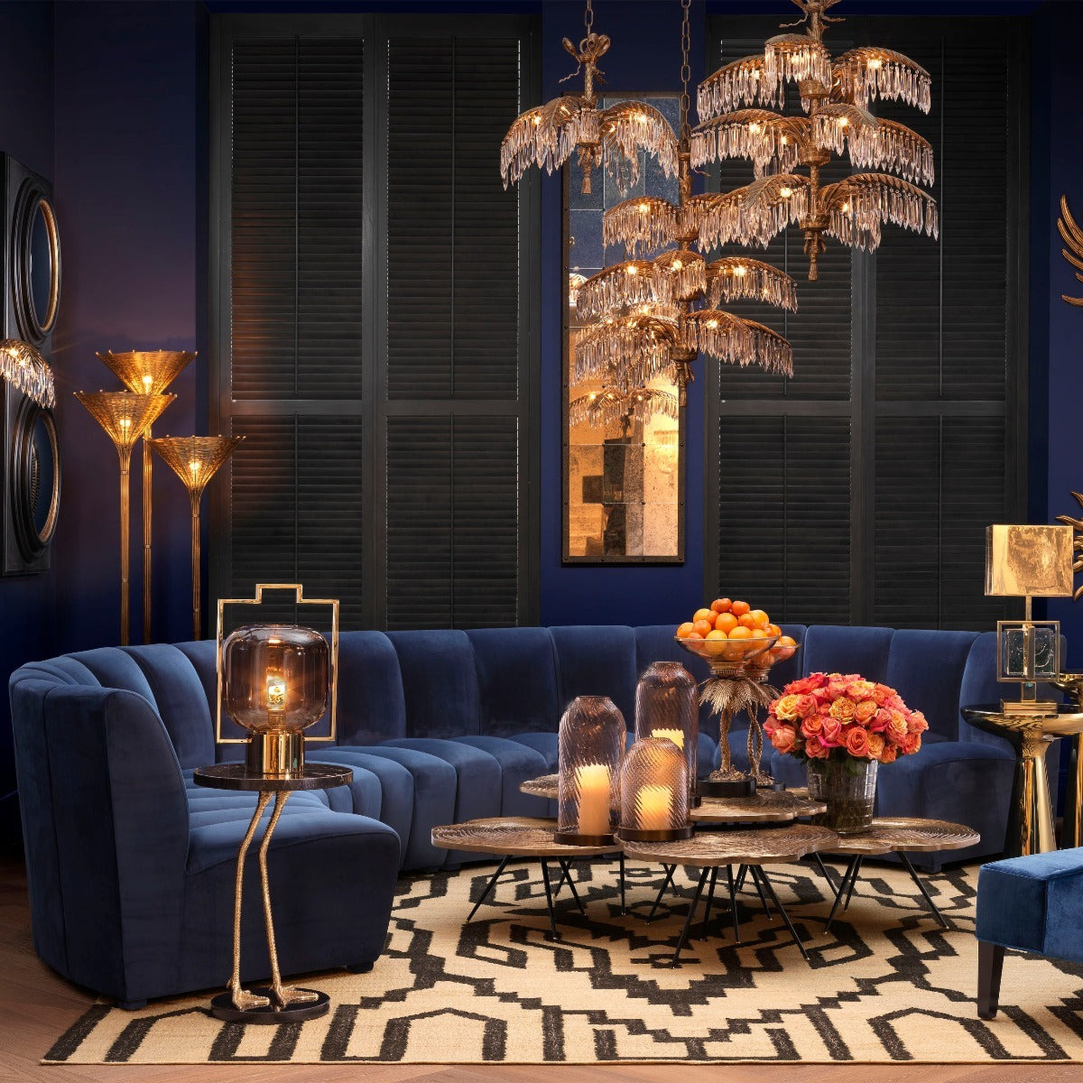 Eichholtz Living Modular Sofa Lando - Savona Midnight Blue Velvet House of Isabella UK