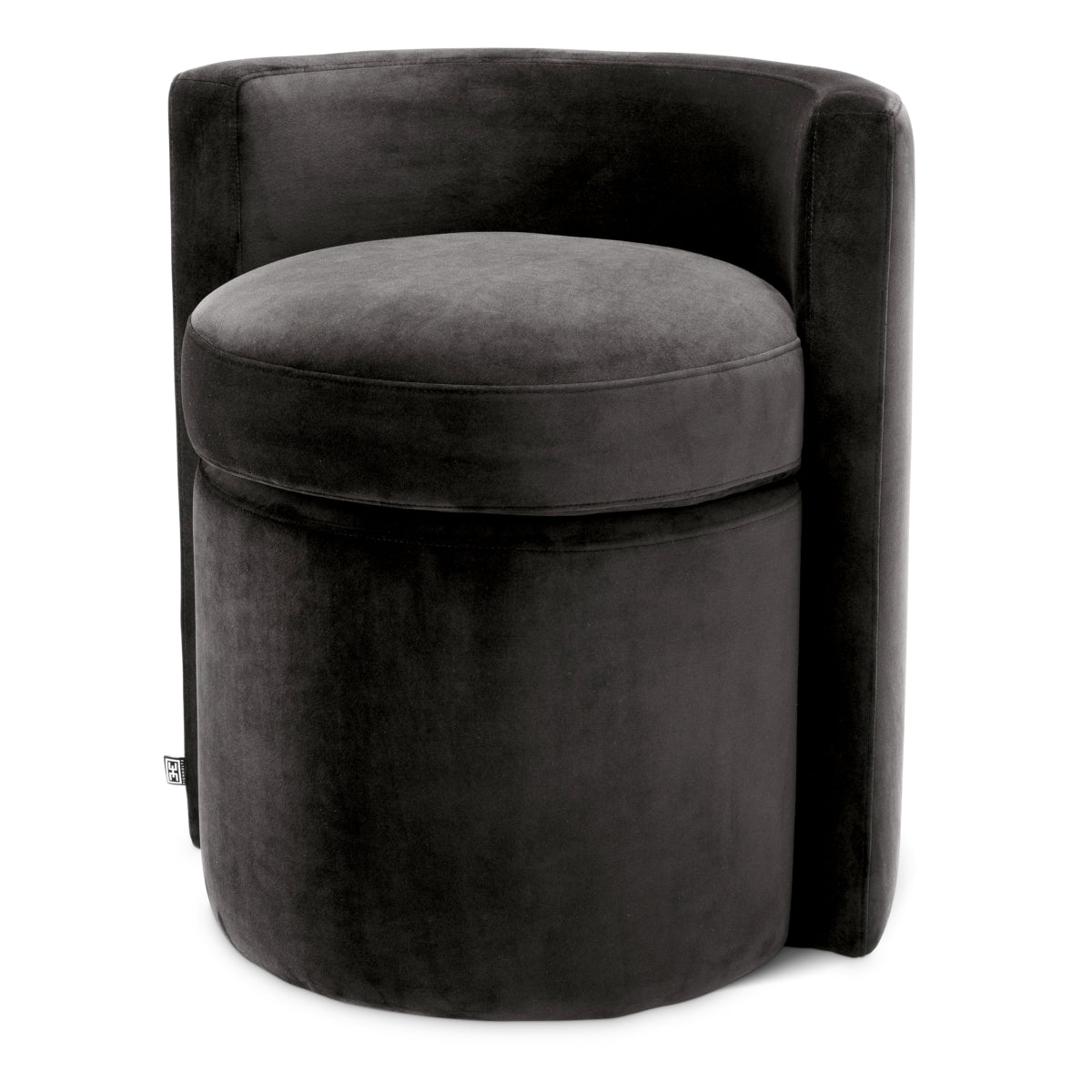 Eichholtz Living STOOL ARCADIA - ROCHE DARK GREY VELVET House of Isabella UK