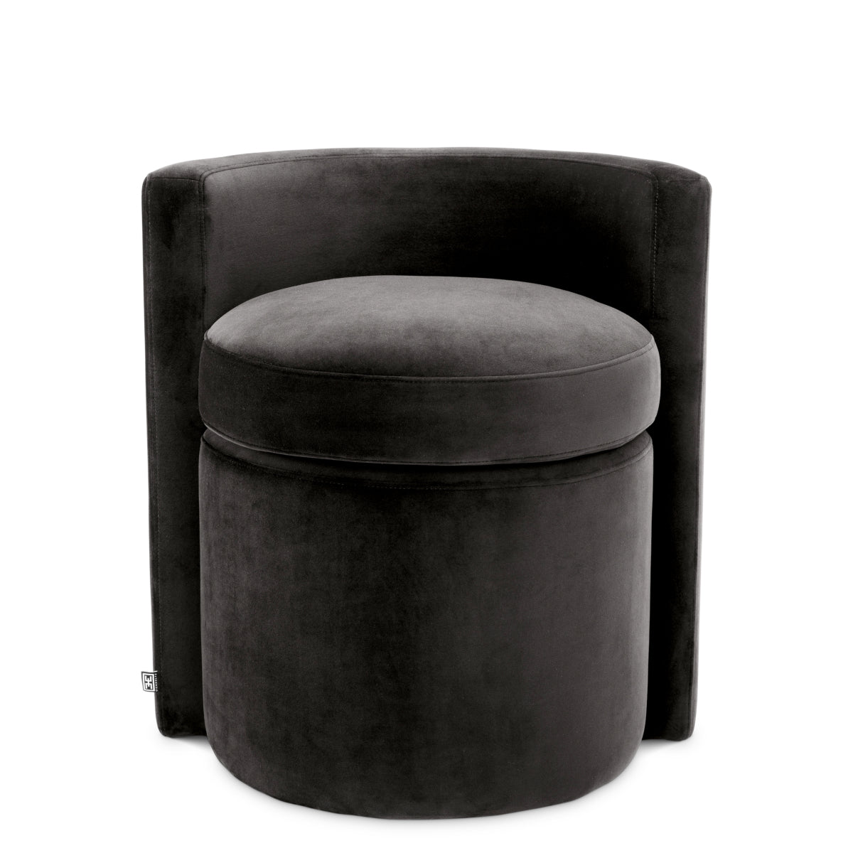 Eichholtz Living STOOL ARCADIA - ROCHE DARK GREY VELVET House of Isabella UK