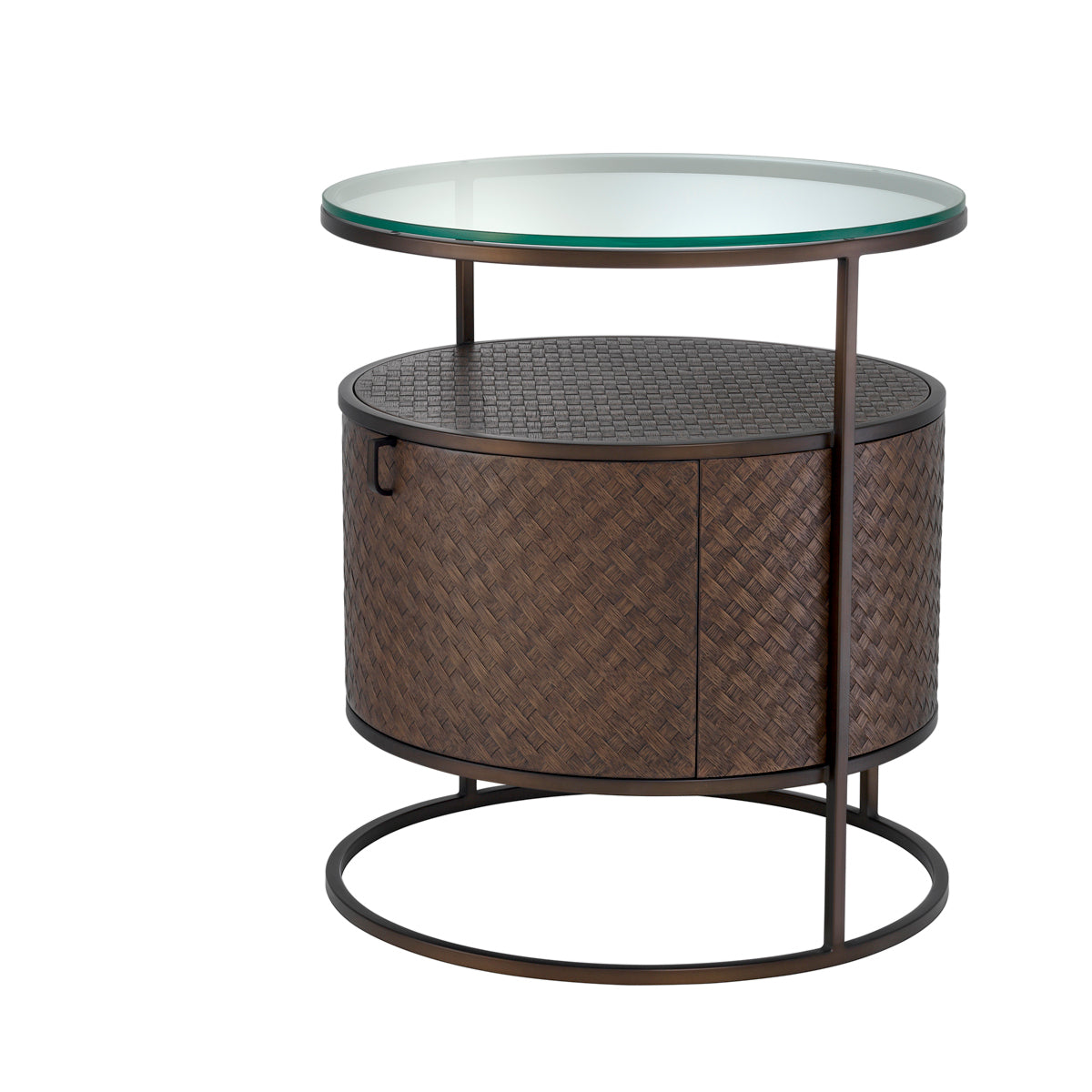 Eichholtz Sleeping Bed Side Table Napa Valley - Woven Oak Veneer House of Isabella UK