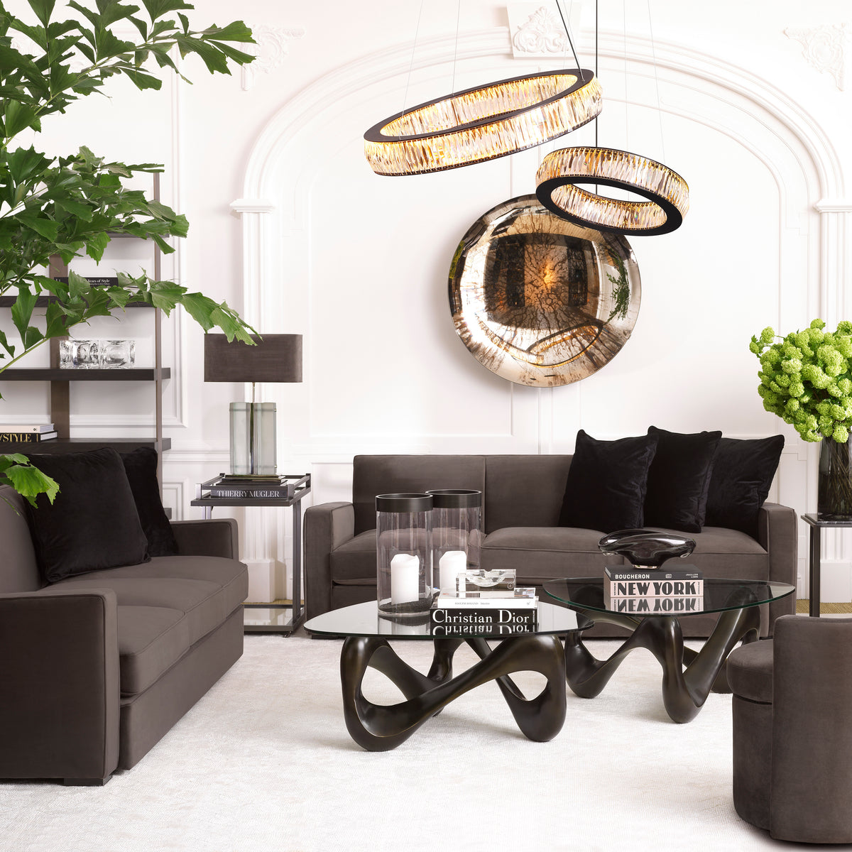 Eichholtz Lighting Vancouver Round LED Crystal Chandelier Small House of Isabella UK