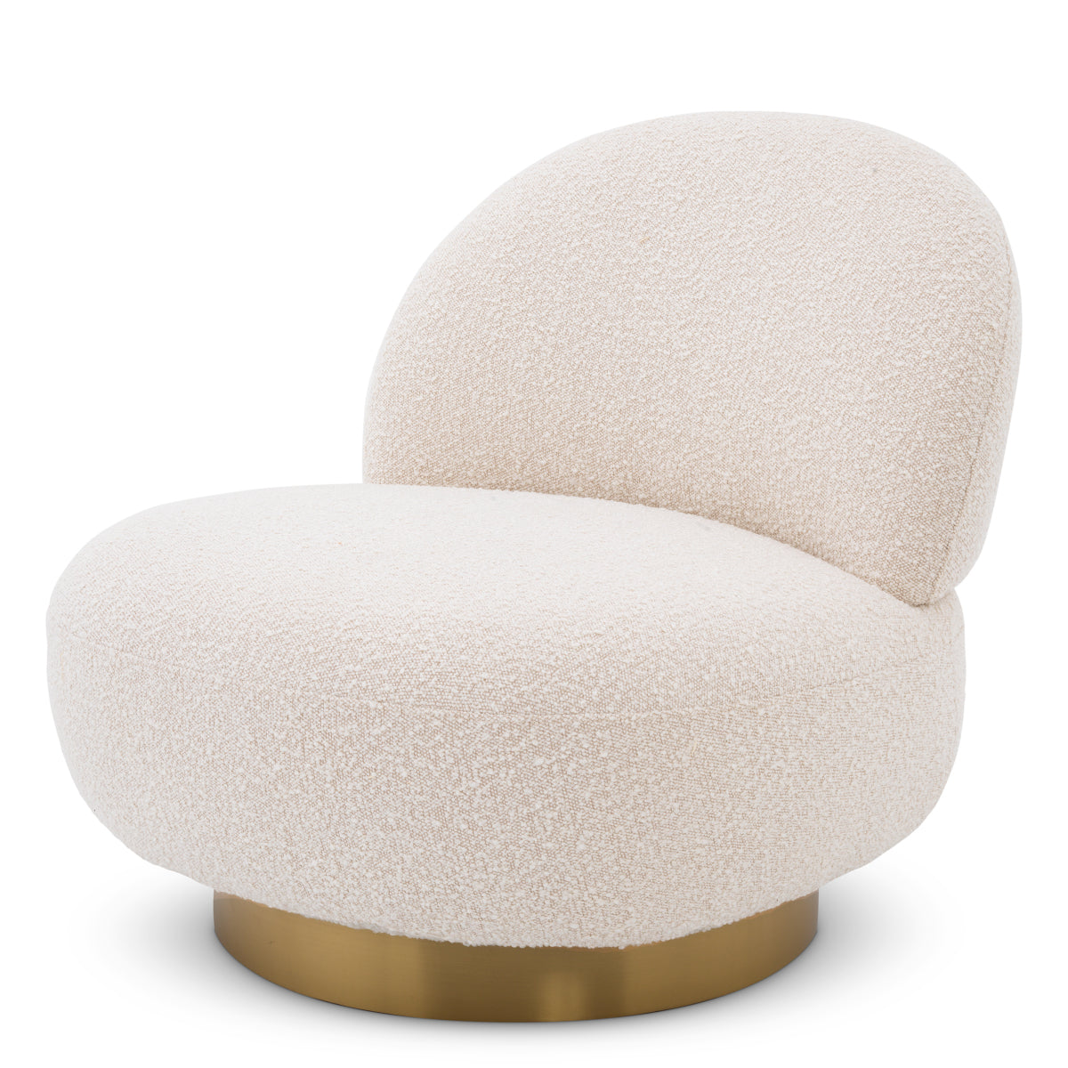 Eichholtz Living Swivel Chair Clément Bouclé cream | brushed brass finish swivel base House of Isabella UK