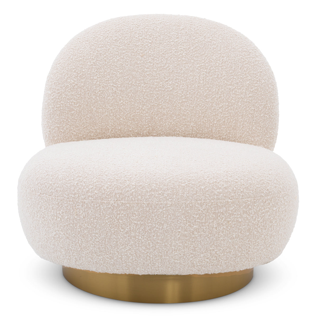 Eichholtz Living Swivel Chair Clément Bouclé cream | brushed brass finish swivel base House of Isabella UK