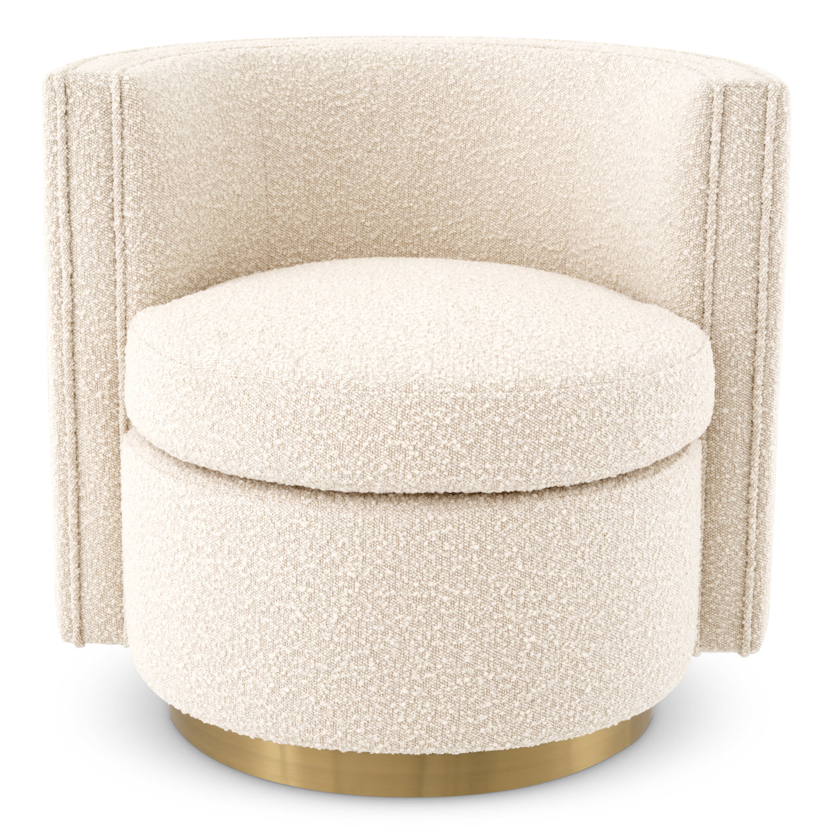 Eichholtz Living Swivel Chair Amanda Bouclé cream | brushed brass finish swivel base House of Isabella UK