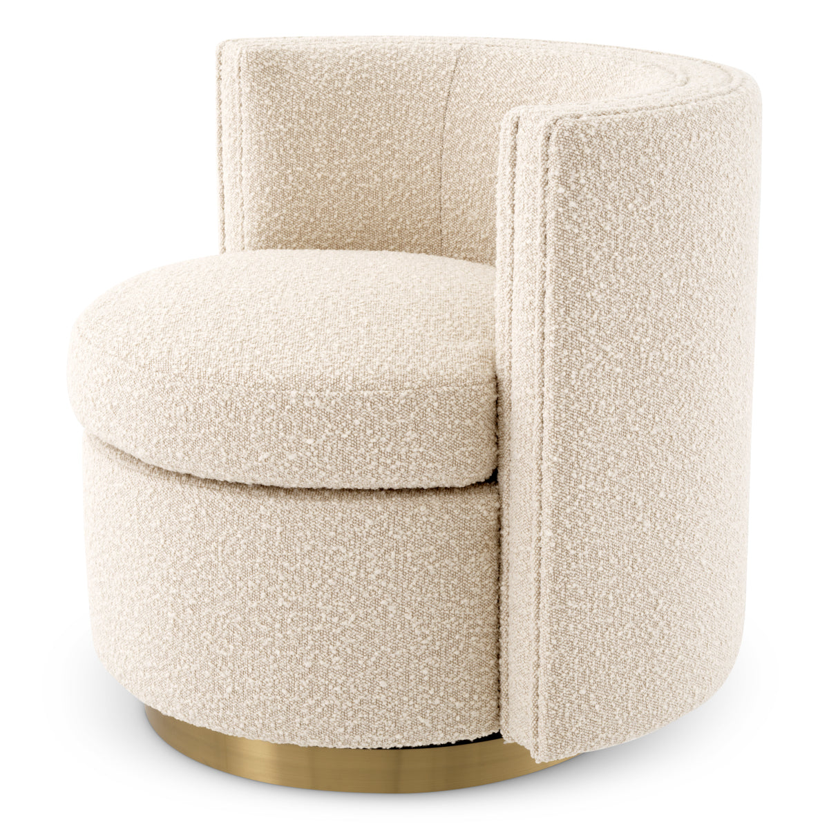 Eichholtz Living Swivel Chair Amanda Bouclé cream | brushed brass finish swivel base House of Isabella UK