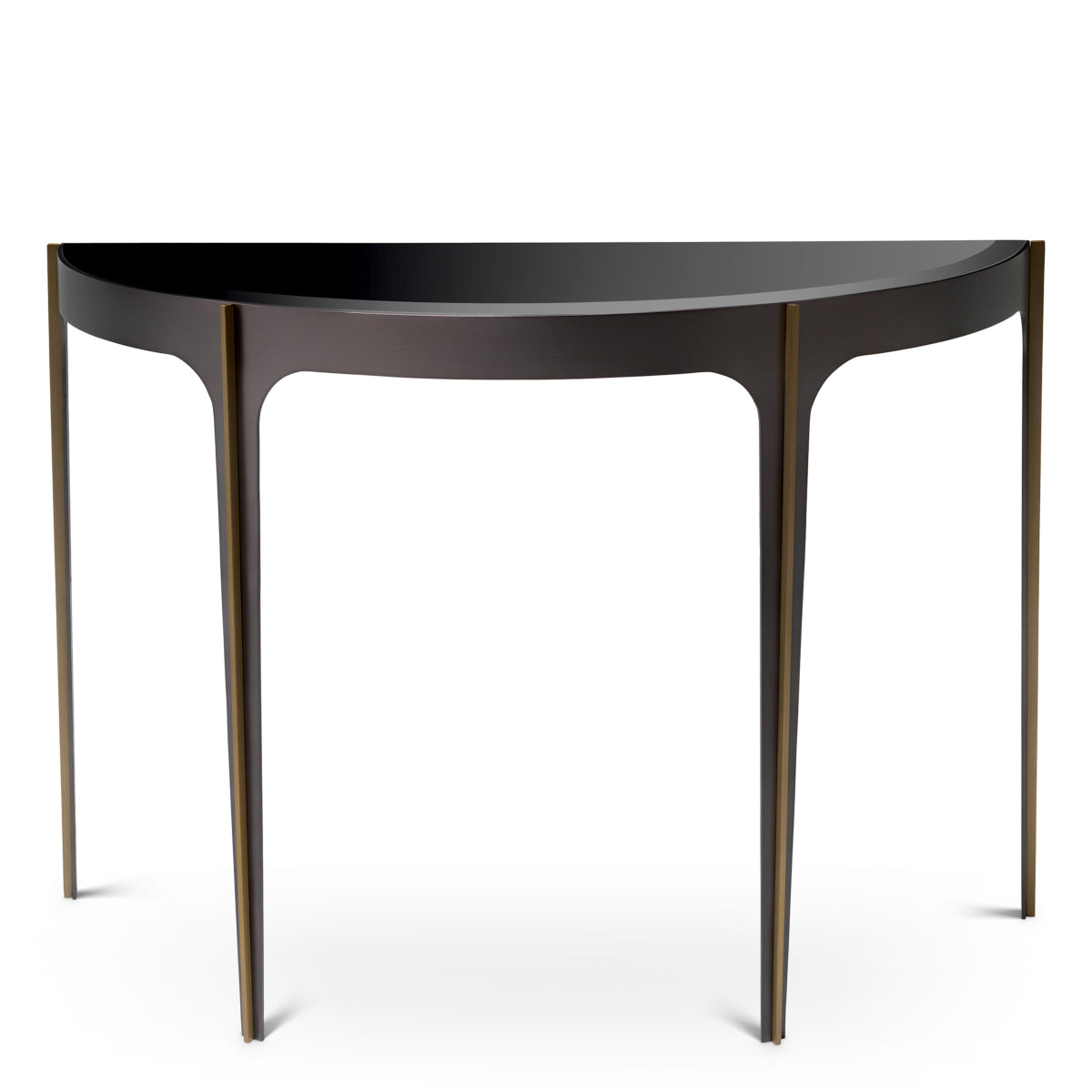 Eichholtz Living Console Table Artemisa Bronze finish | brushed brass finish | black bevelled glass House of Isabella UK