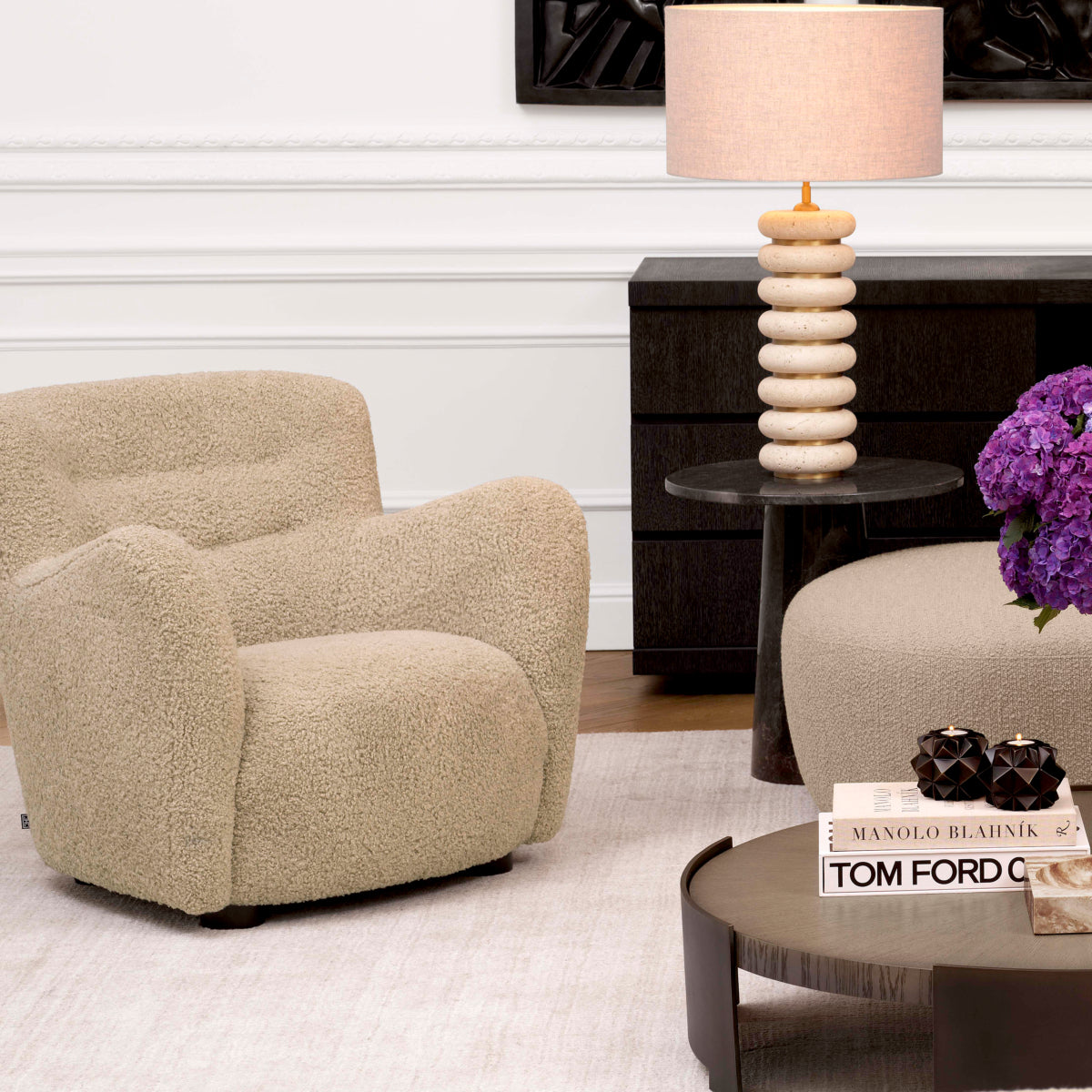 Eichholtz Living Chair Bixby Canberra sand | black feet House of Isabella UK