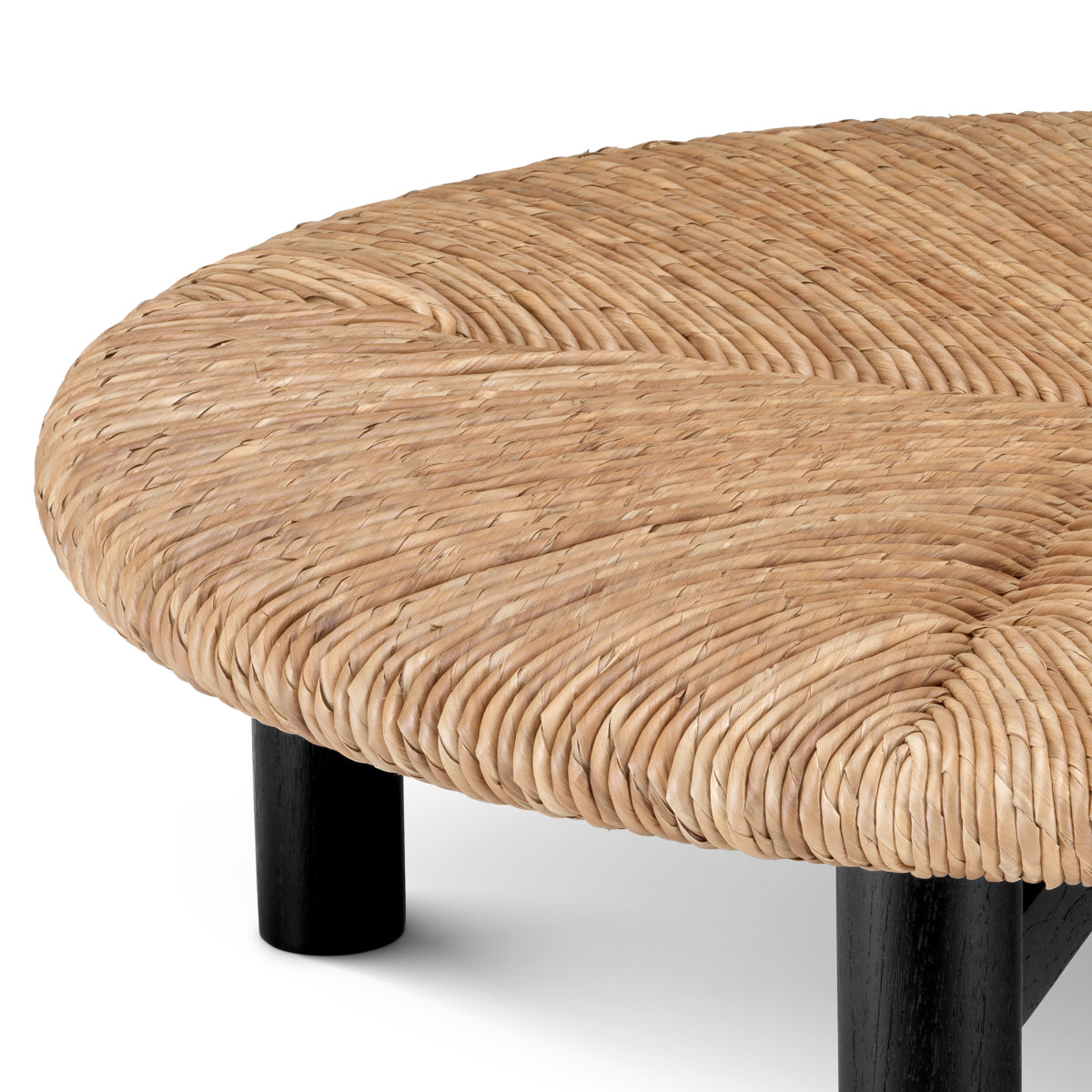 Eichholtz Living Coffee Table Costello Classic black finish | natural seagrass rush House of Isabella UK