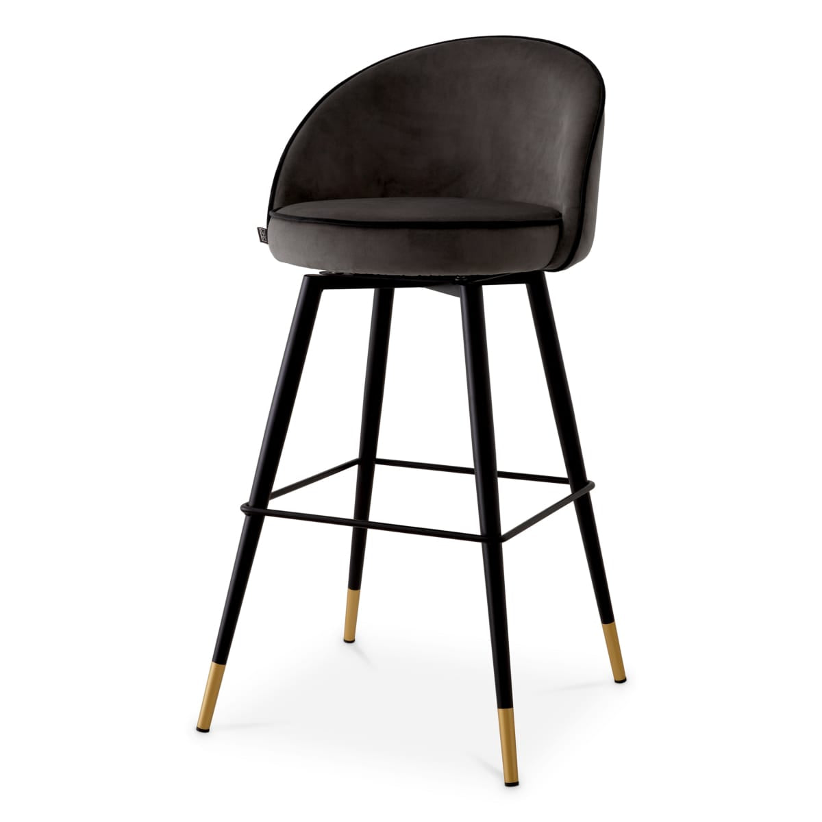 Eichholtz Dining Roche Dark Grey Velvet Bar Stool Cooper set of 2 House of Isabella UK