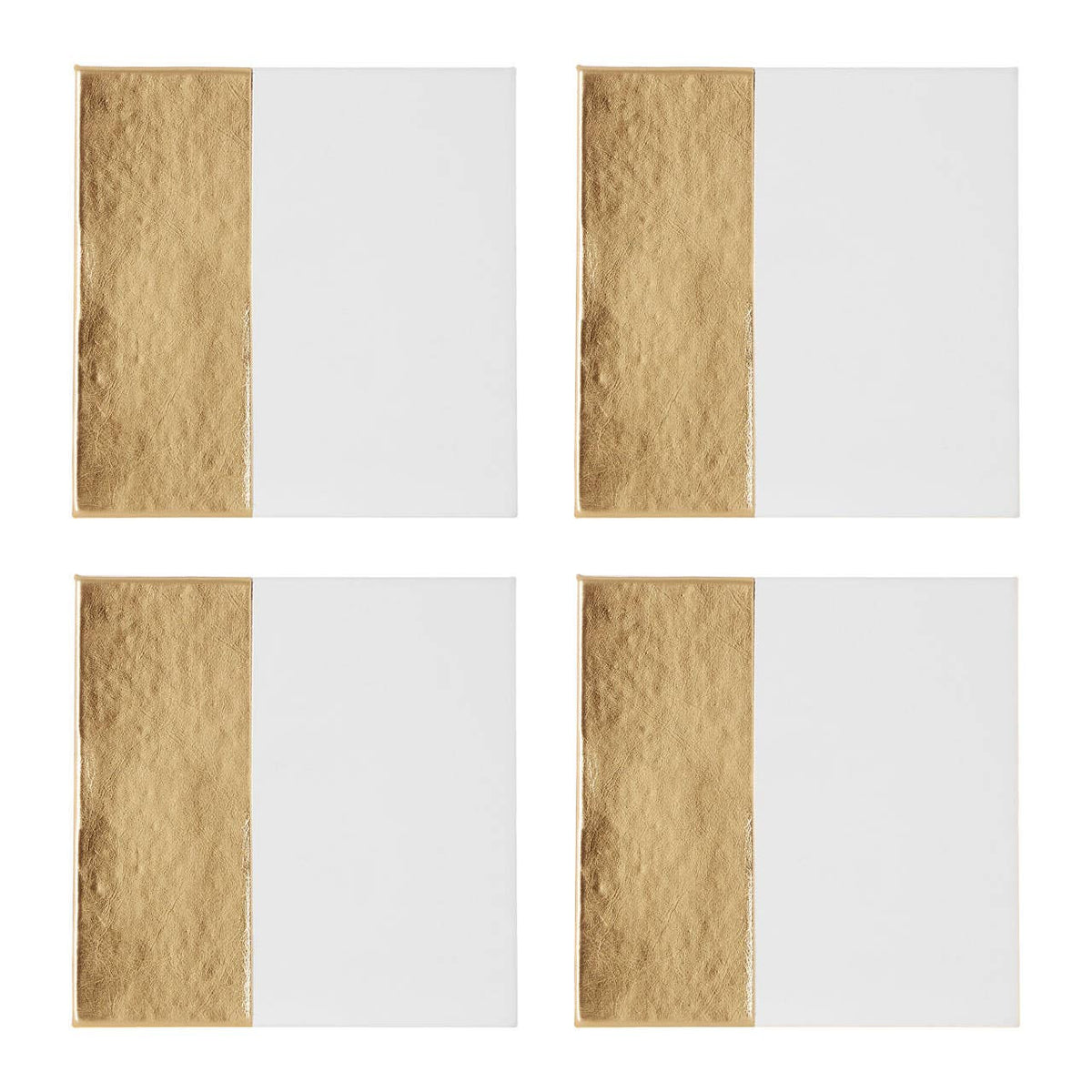Geome Set of 4 Square White and Gold Coasters
