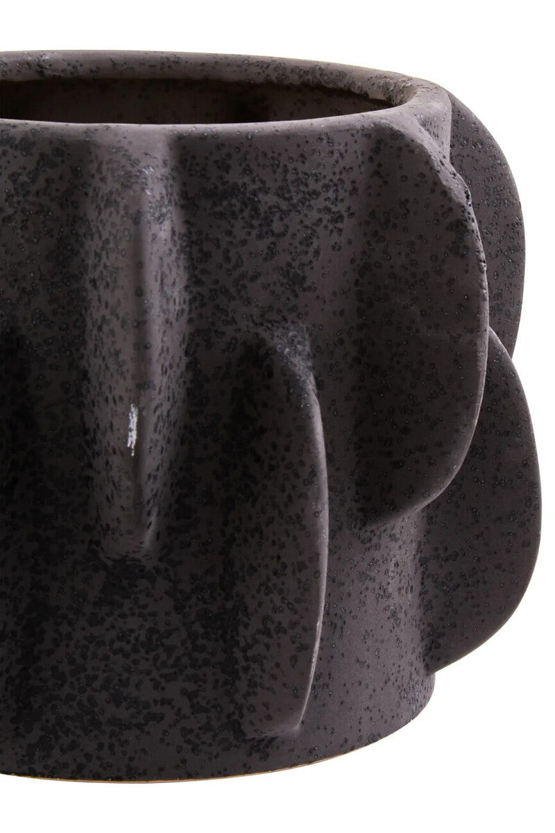 Sidra Small Black Textured Planter