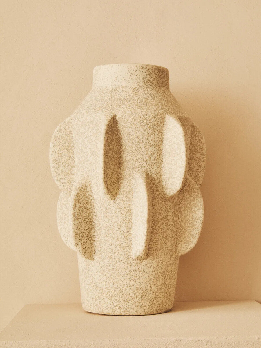 Sidra Large Cream Textured Vase