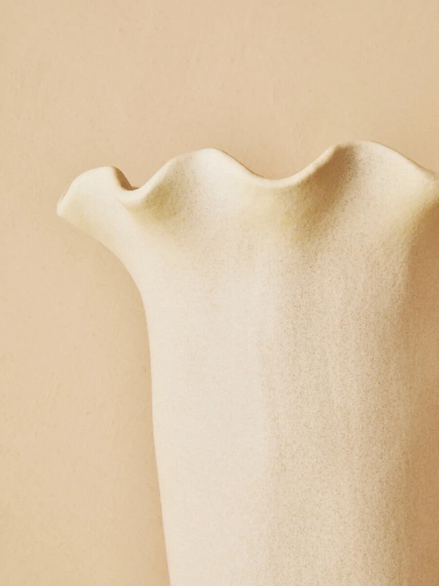 Sonata Large Cream Fluted Vase