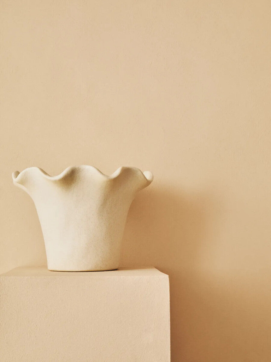 Sonata Small Cream Fluted Vase