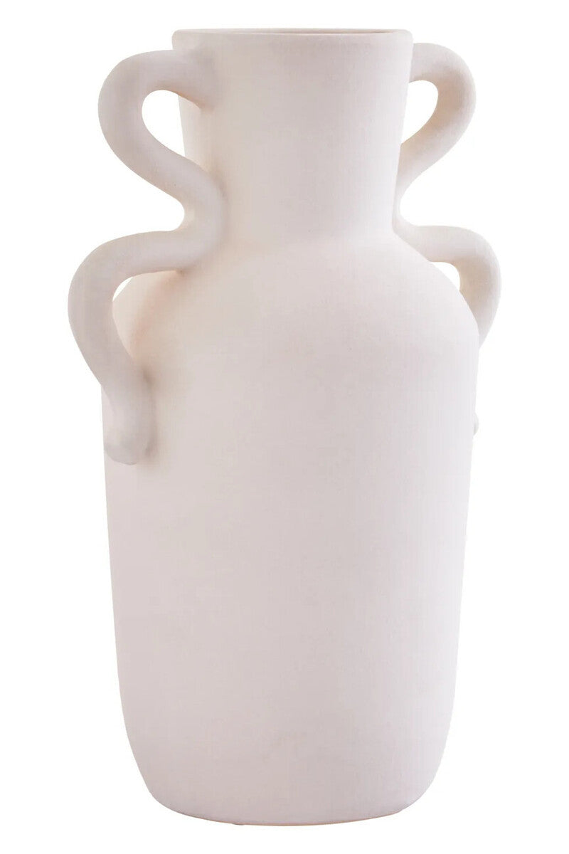 Sonata Large White Vase with Abstract Handles