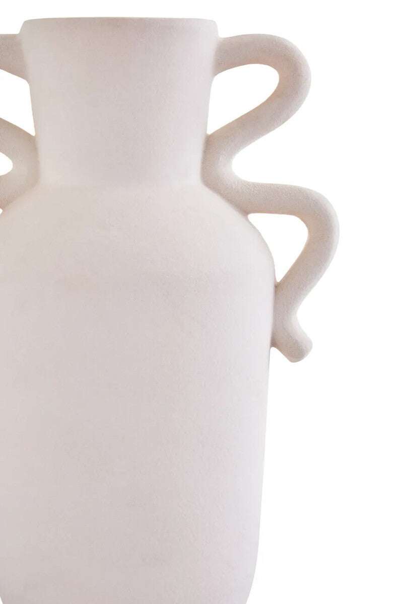 Sonata Large White Vase with Abstract Handles