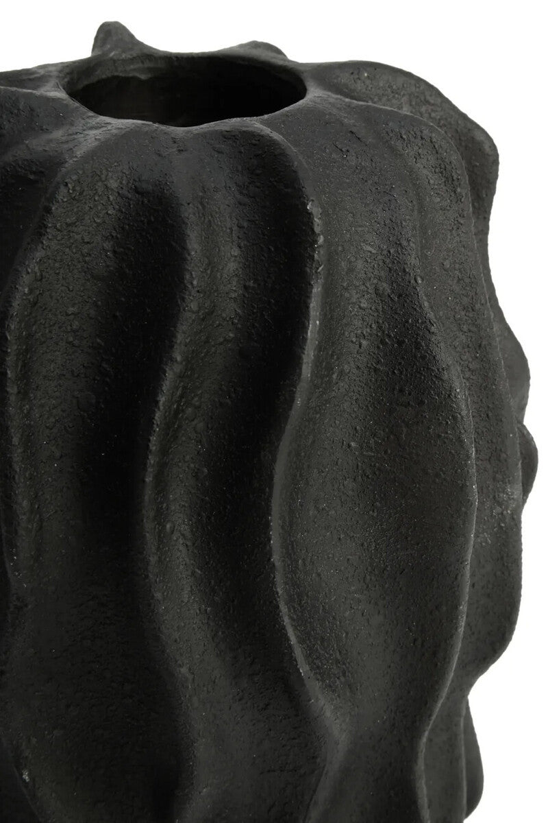Broc Small Black Textured Vase