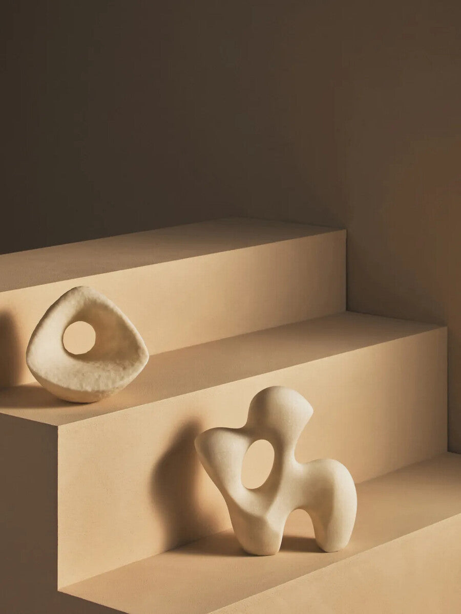 Broc Cream Textured Geometric Sculpture