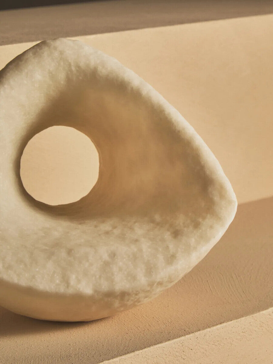 Broc Cream Textured Geometric Sculpture