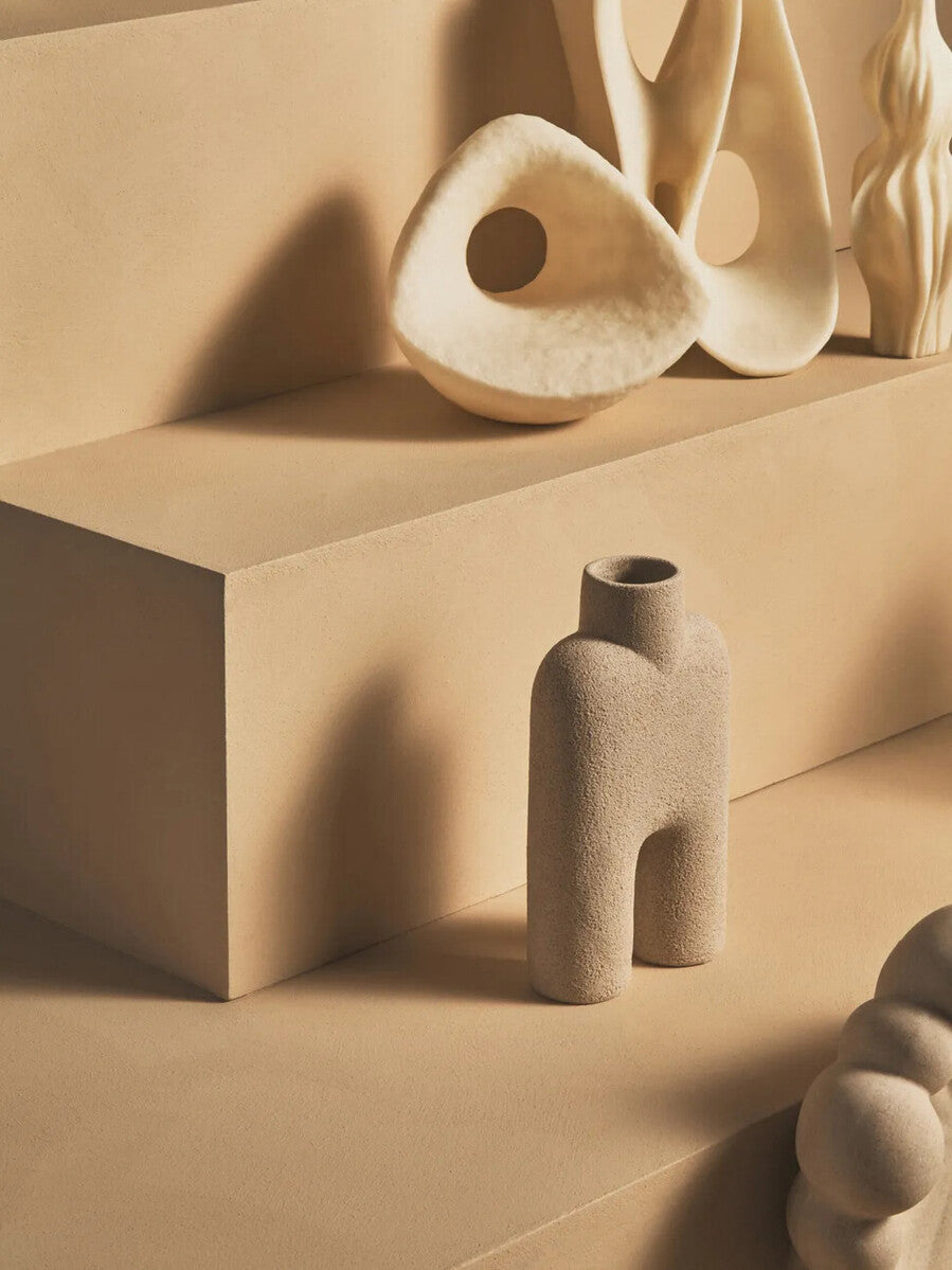 Broc Cream Textured Geometric Sculpture