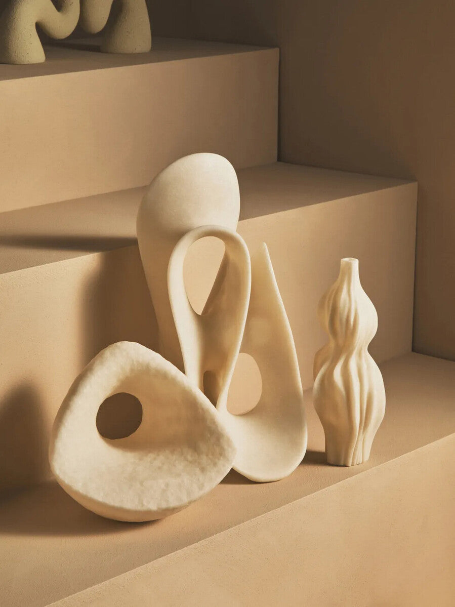 Broc Large White Marble Effect Abstract Loop Sculpture