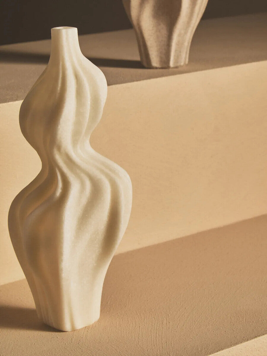 Broc White Marble Effect Organic Twist Vase