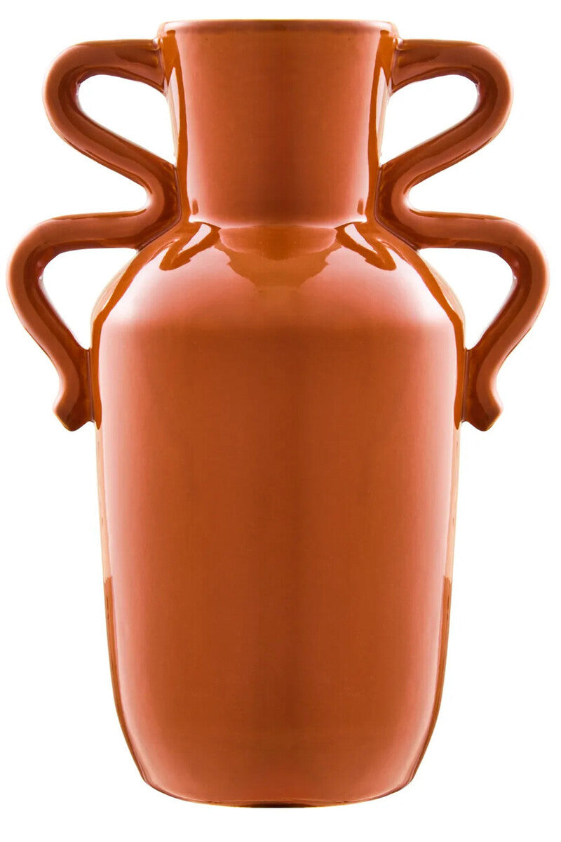 Sonata Large Burnt Orange Vase with Abstract Handles