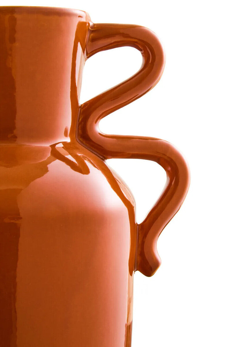 Sonata Large Burnt Orange Vase with Abstract Handles