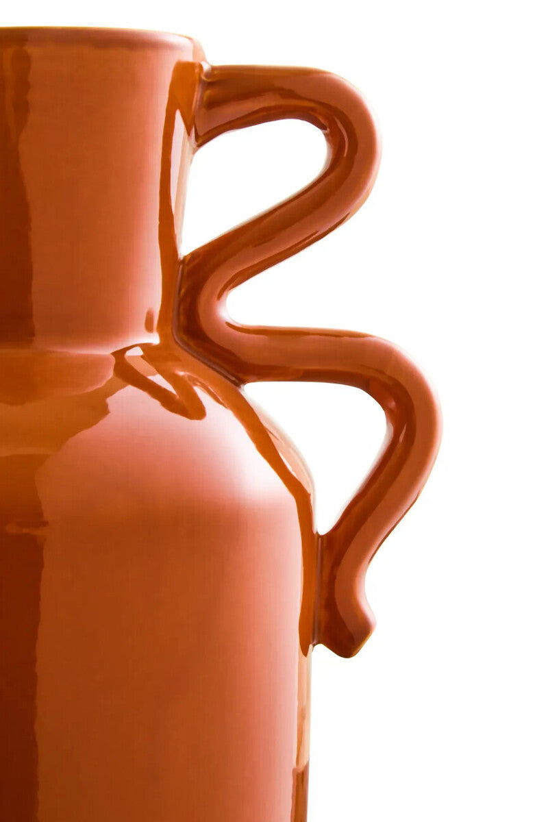 Sonata Large Burnt Orange Vase with Abstract Handles