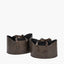 Alessio S/2 Peppercorn Leather Handled Storage