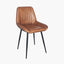 Angelo Vintage Brown Leather and Iron Retro Dining Chair K/D