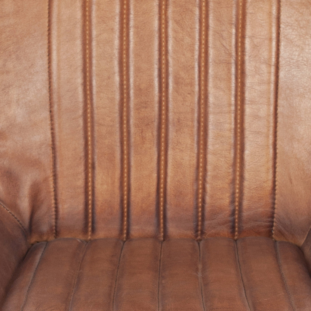 Angelo Vintage Brown Leather and Iron Retro Dining Chair K/D