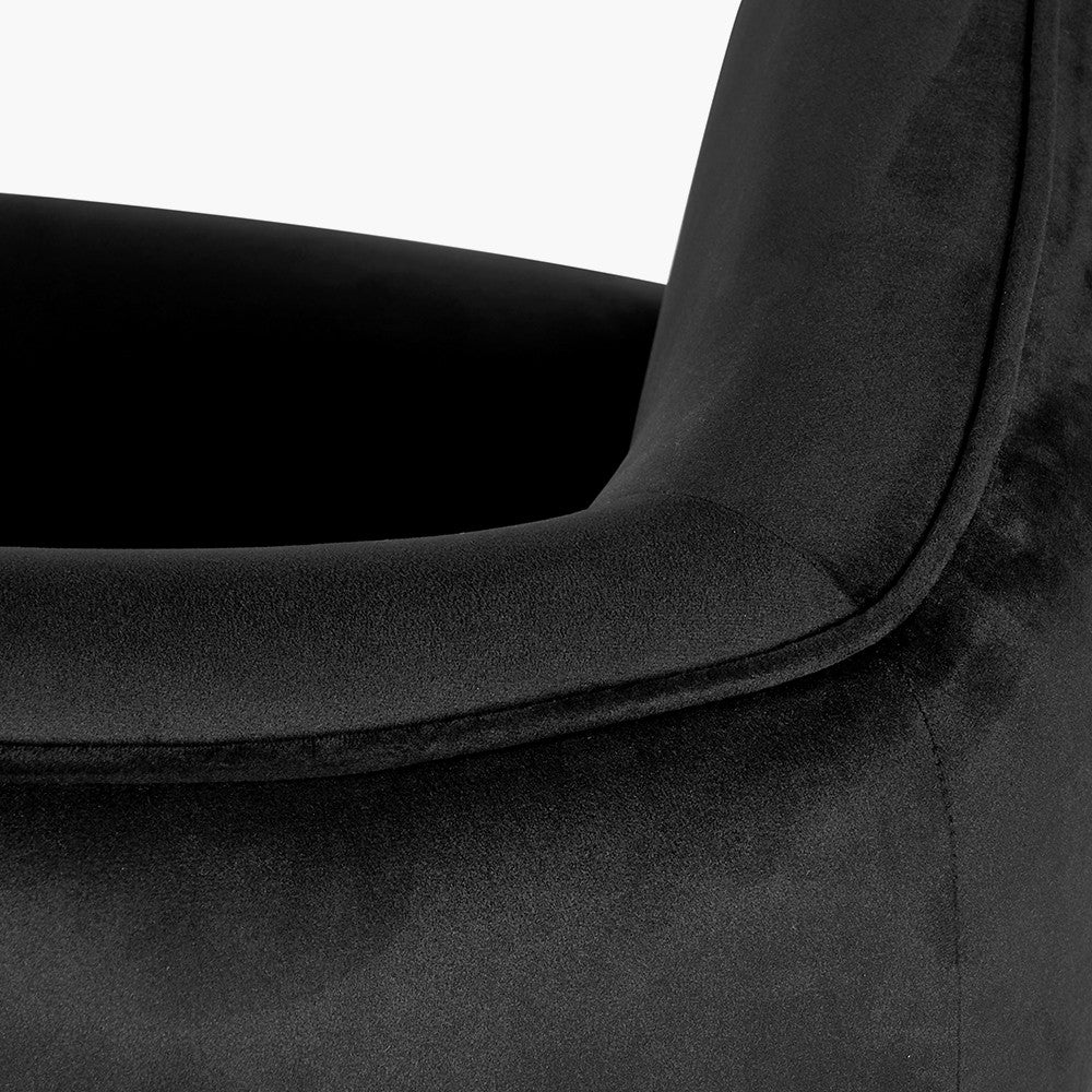 Lucca Black Velvet Chair with Gold Legs
