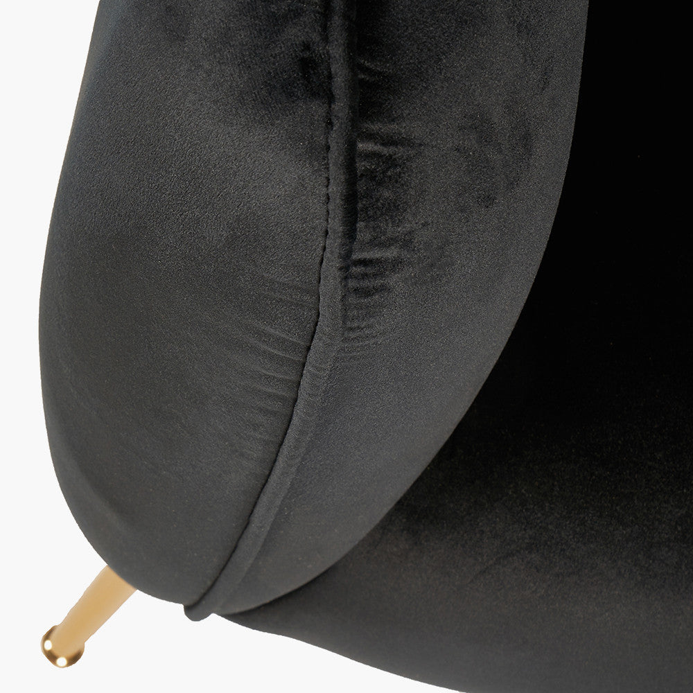 Lucca Black Velvet Chair with Gold Legs