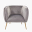 Lucca Dove Grey Velvet and Metal Armchair