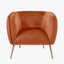 Lucca Tobacco Velvet and Metal Armchair