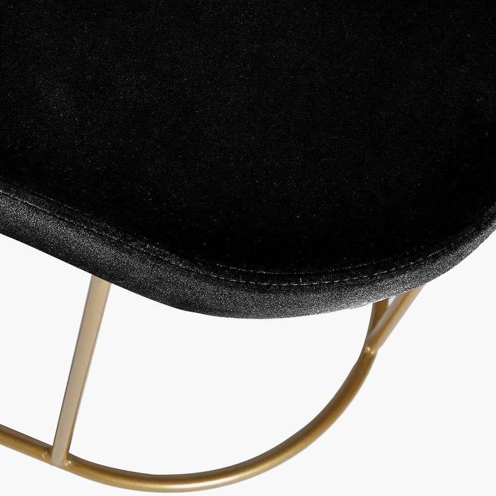 Nino Black Velvet Bench with Gold Metal Frame