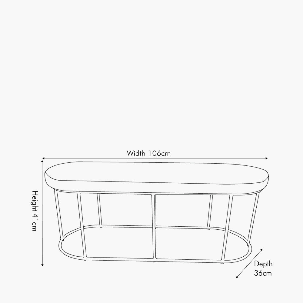 Nino Black Velvet Bench with Gold Metal Frame