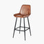 Angelo Vintage Brown Leather and Iron Retro Bar Stool