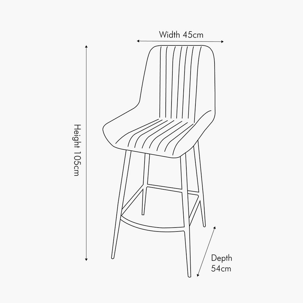 Angelo Vintage Brown Leather and Iron Retro Bar Stool