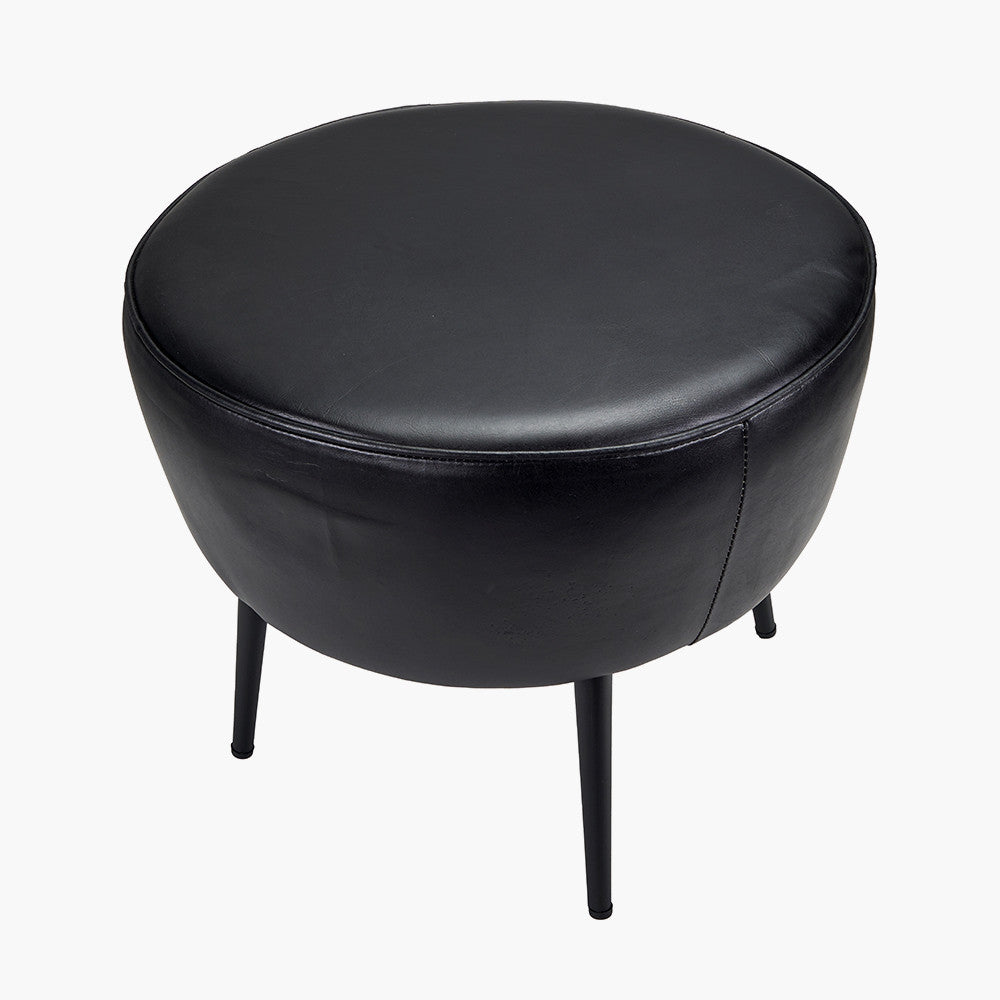 Donato Steel Grey Leather and Iron Stool