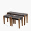 Claudio S/3 Black Leather and Mango Wood Bench and Stools