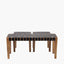 Claudio S/3 Black Leather and Mango Wood Bench and Stools