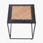Ezio Black Leather, Natural Rattan and Black Metal Stool