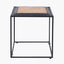 Ezio Black Leather, Natural Rattan and Black Metal Stool