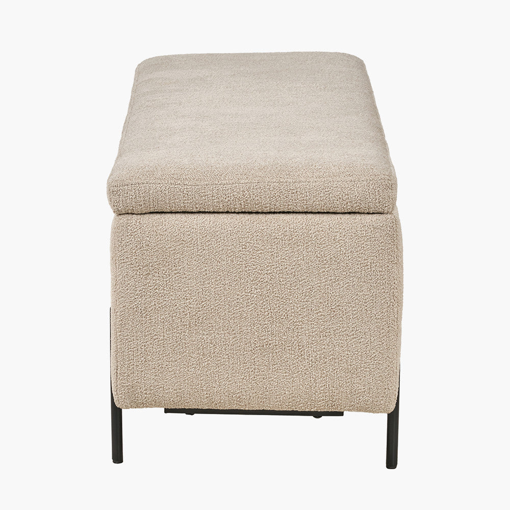 Catania Taupe Teddy Storage Bench with Black Metal Legs