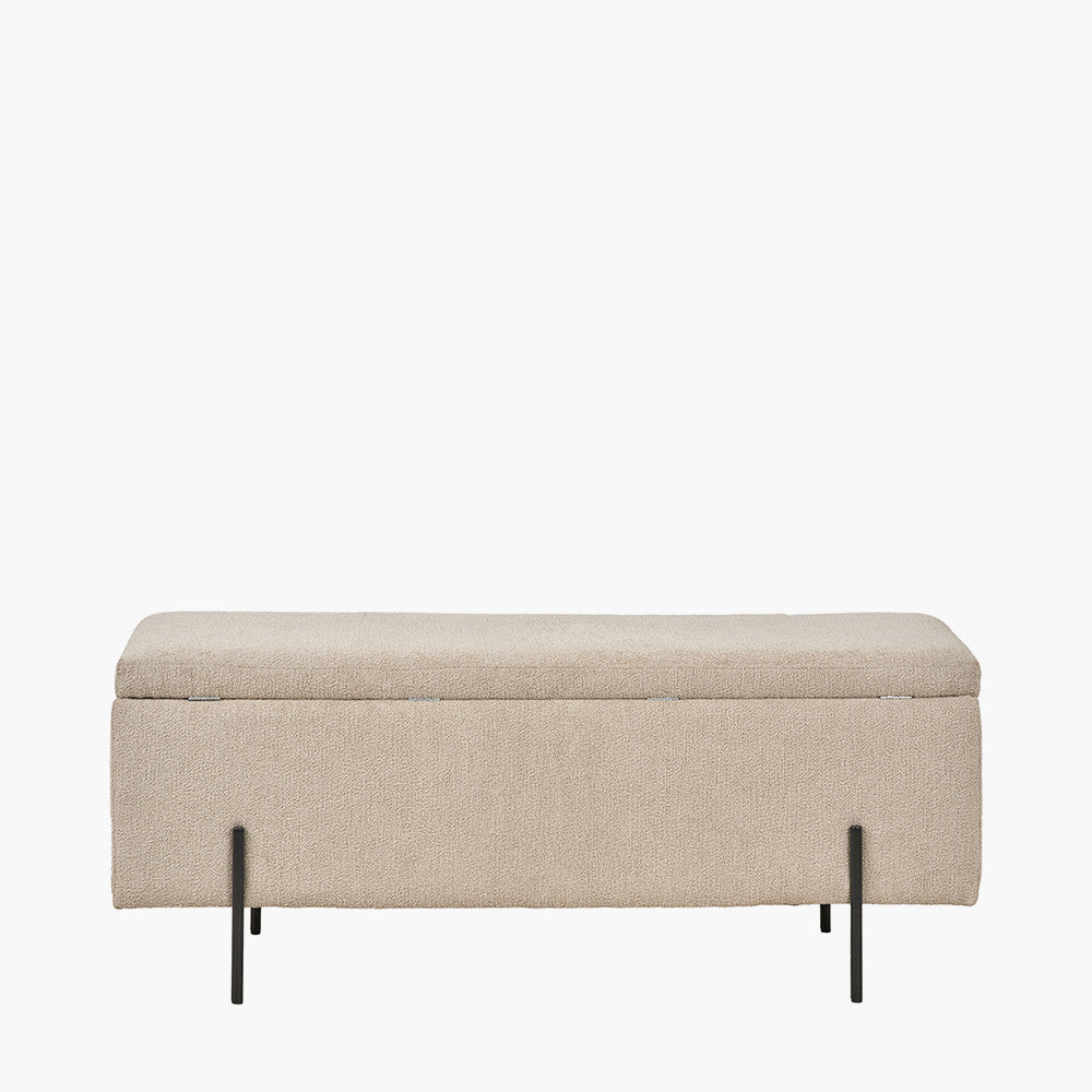 Catania Taupe Teddy Storage Bench with Black Metal Legs